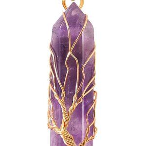 Tree of Life Natural Stone Quartz Gemstone Necklace for Women Men